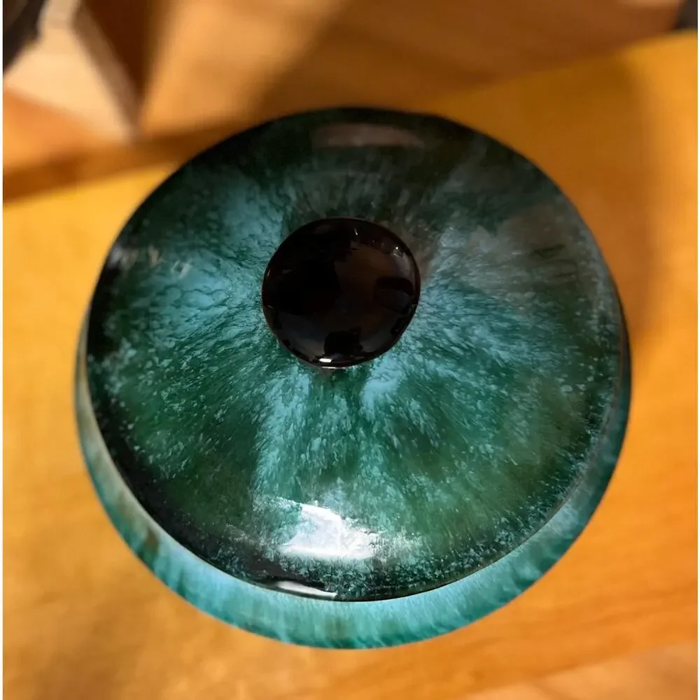Vintage Blue Mountain Pottery Lidded Dish | Emerald Green Drip Glaze (Mold #203)